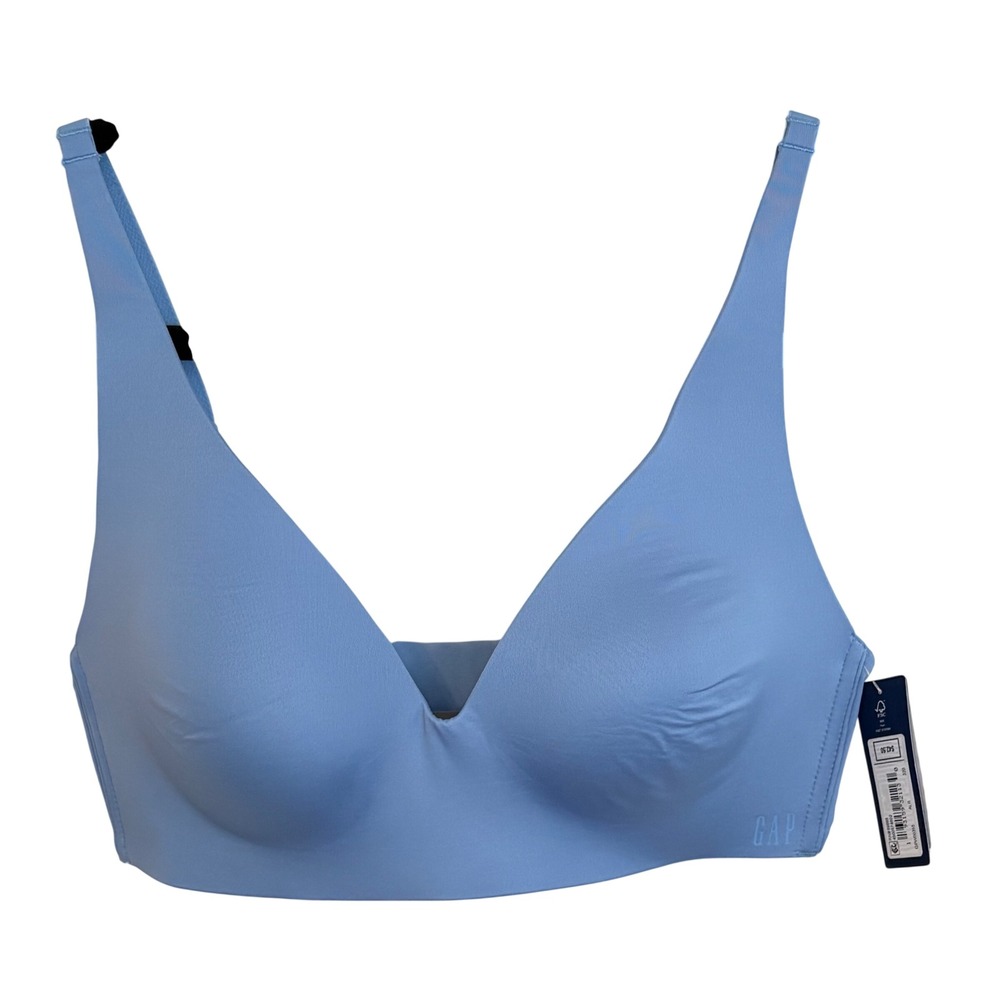 GapBody Womens Blue Everyday Wirefree Bra‎ Smooth Micro Fabric Built Up Cups 32B